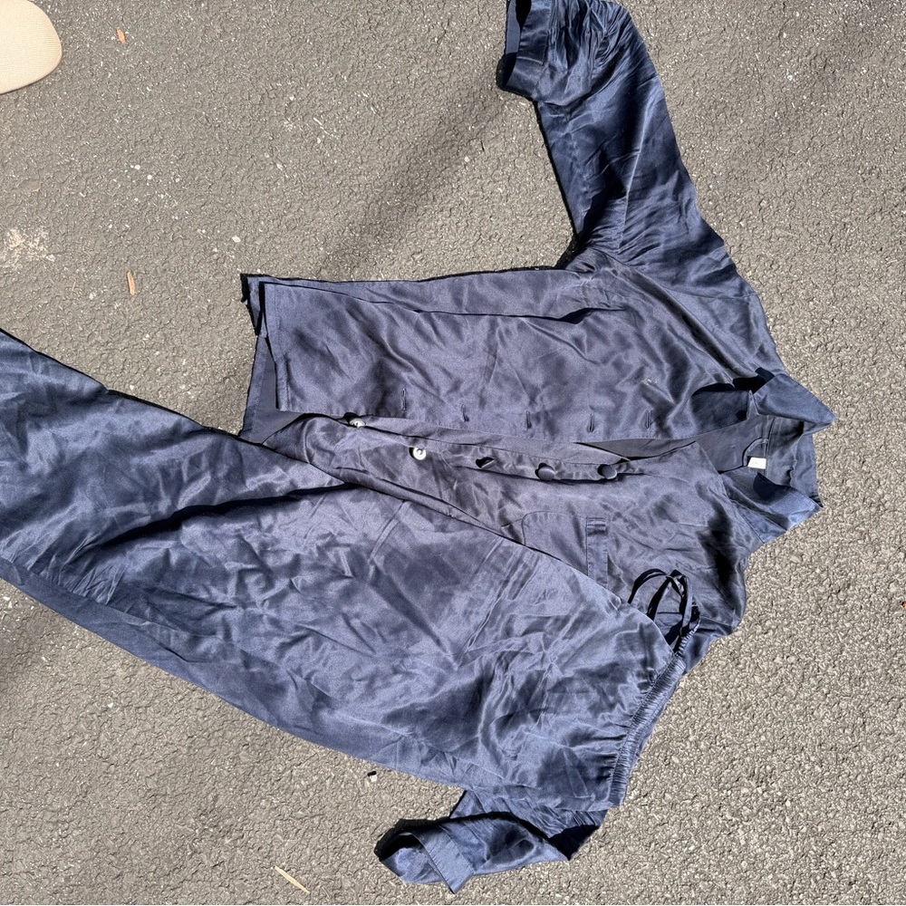 Navy 100% silk pajama set
